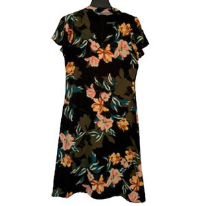 Julia Jordan Black Floral Hawaiian Cap Sleeve Fully Lined Women's  Dress Size 8